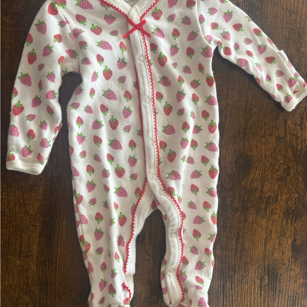 Strawberry Print Kids Footie